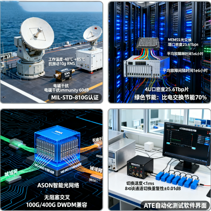 MEMS光開關(guān)光通信網(wǎng)絡(luò)數(shù)據(jù)中心光學測試航天軍事應(yīng)用